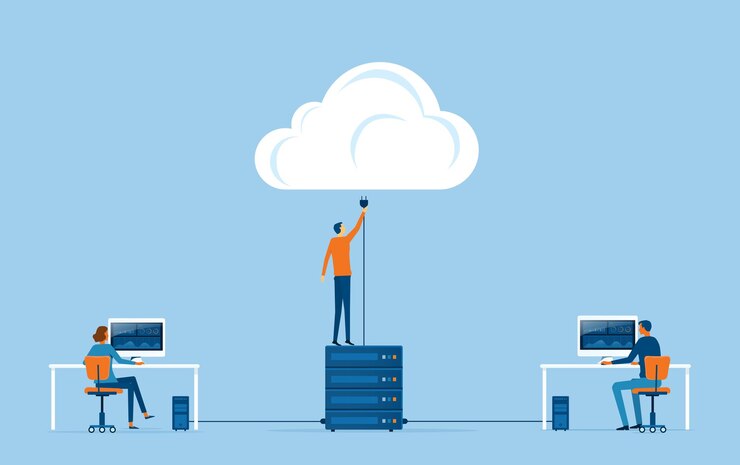flat-vector-business-technology-storage-cloud-connect-concept-with-administrator-developer-t_115495-559